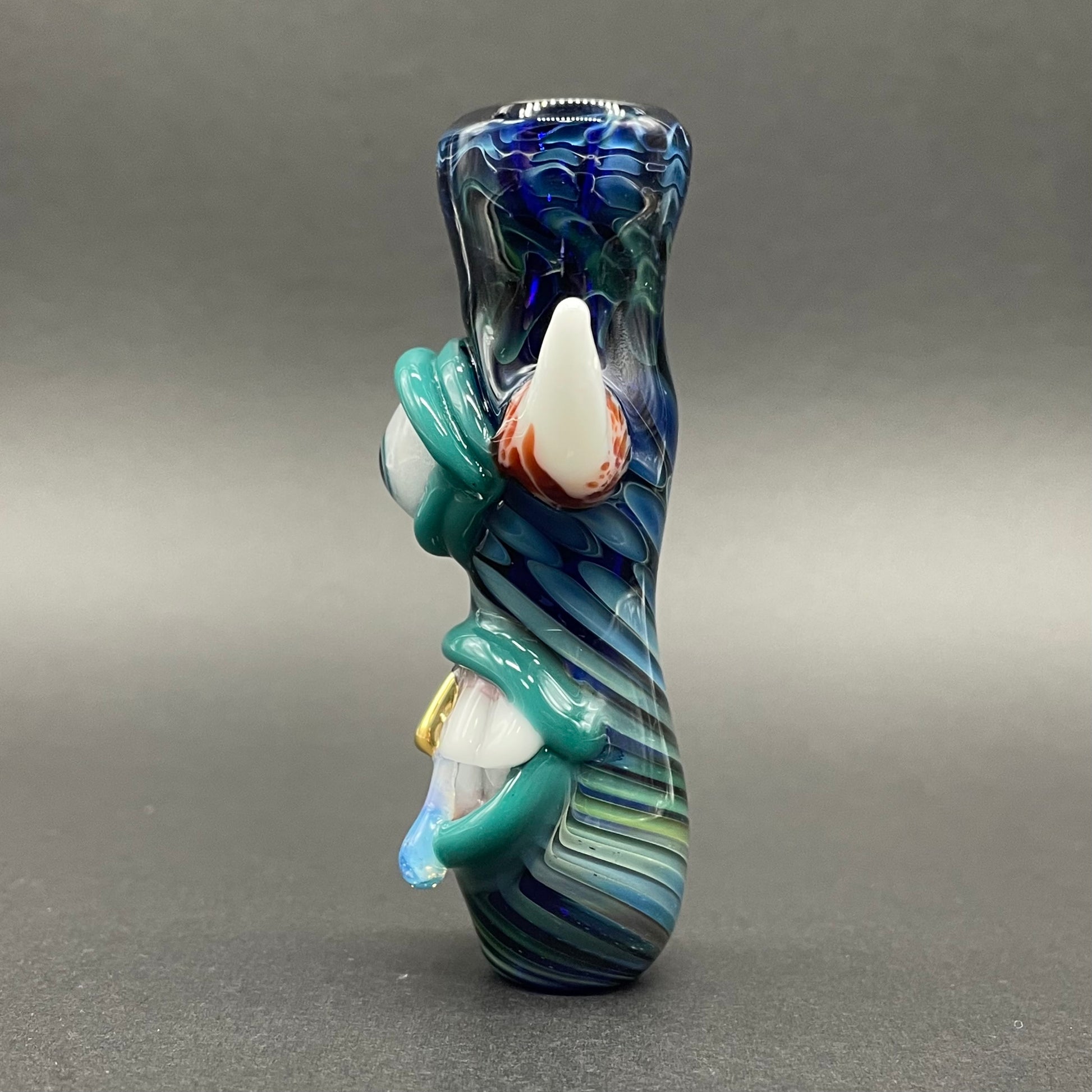 Gold fumed cyclops Chillum glass art - premium handcrafted piece