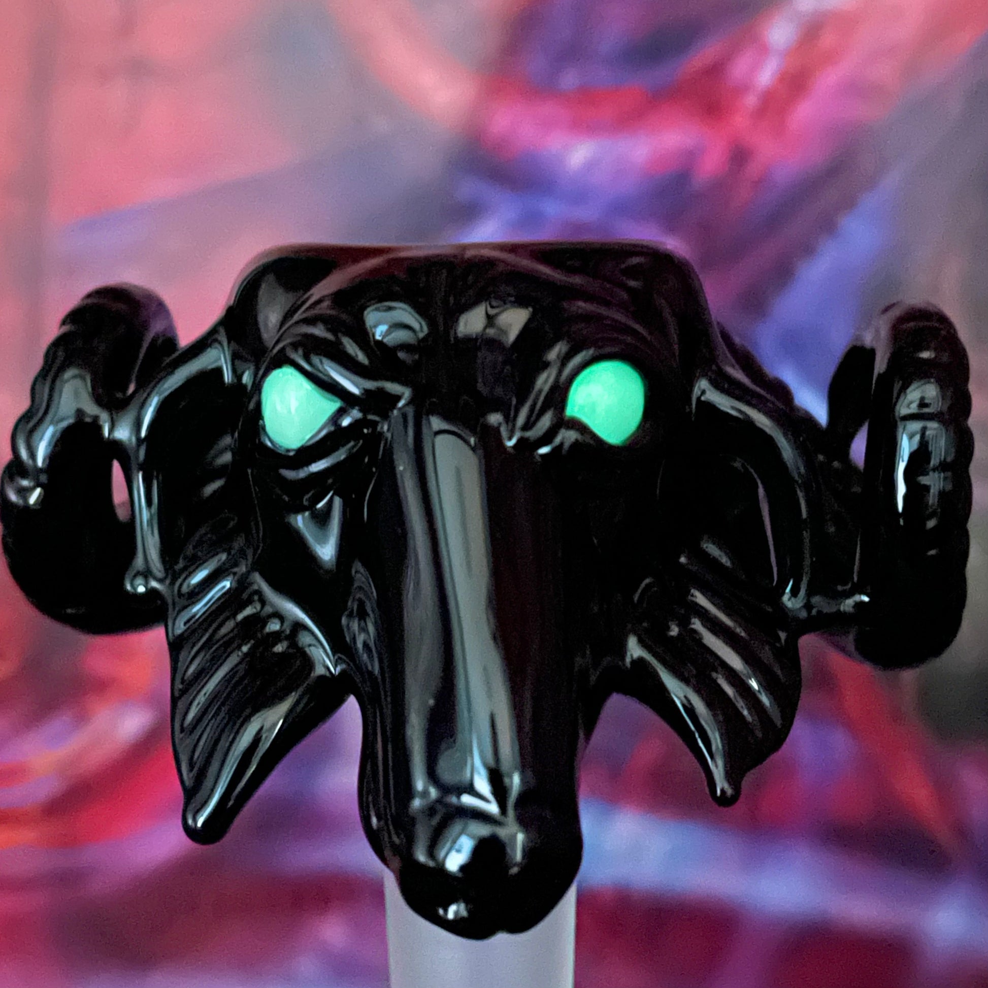Hand-blown 14mm black Philip slide - Leviathan Glass original