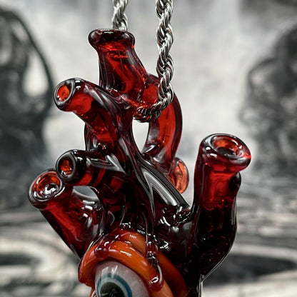 Hand-blown Anatomical cyclops heart pendant - Leviathan Glass original