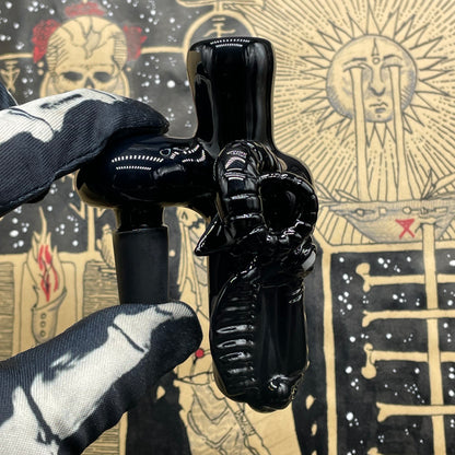 Leviathan Glass 14mm black Philip ash catcher - hand-blown art