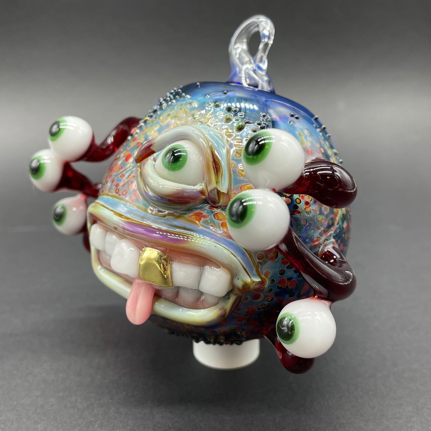 Leviathan Glass Eye stalk monster ornament - hand-blown art