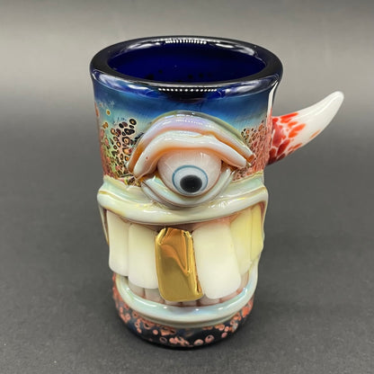 Hand-blown Big tooth Cyclops shot glass - Leviathan Glass original