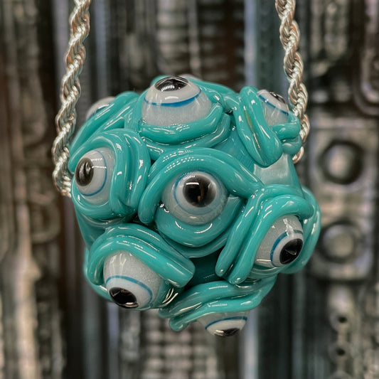 Agua azule Argus pendant hand blown glass art - Leviathan Glass