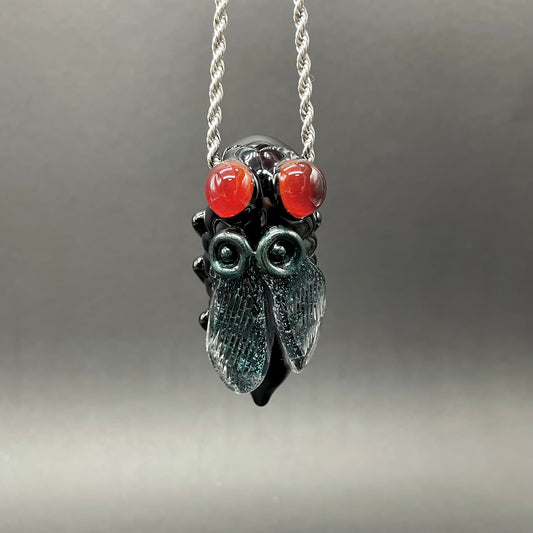 Hand-blown glass Cicada pendant by Leviathan Glass