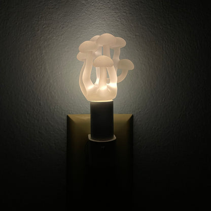 Mushroom, frosted clear glass led night light.