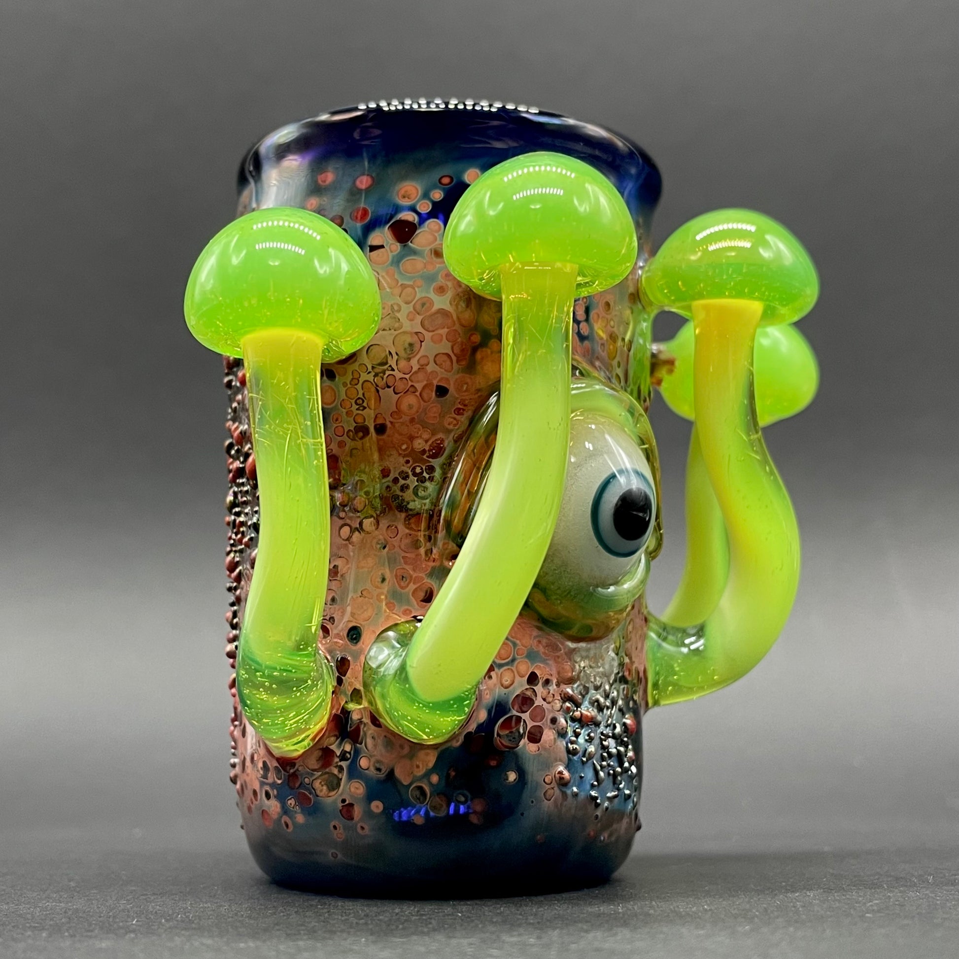 Premium Green slime mushroom shot glass - collectible glass art
