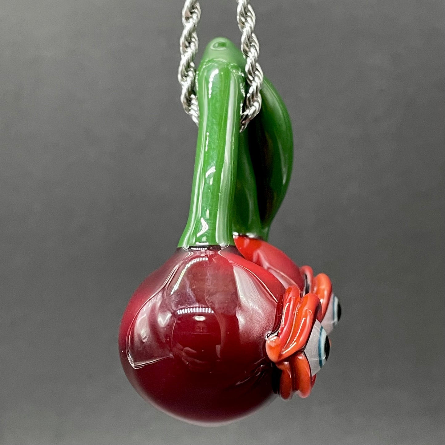Cherry flavored glass eye pendant glass art - premium handcrafted piece
