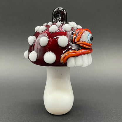 Cyclops mushroom ornament hand blown glass art - Leviathan Glass