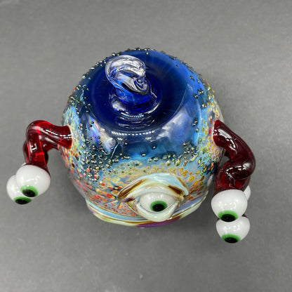 Hand-blown Eye stalk monster ornament - Leviathan Glass original
