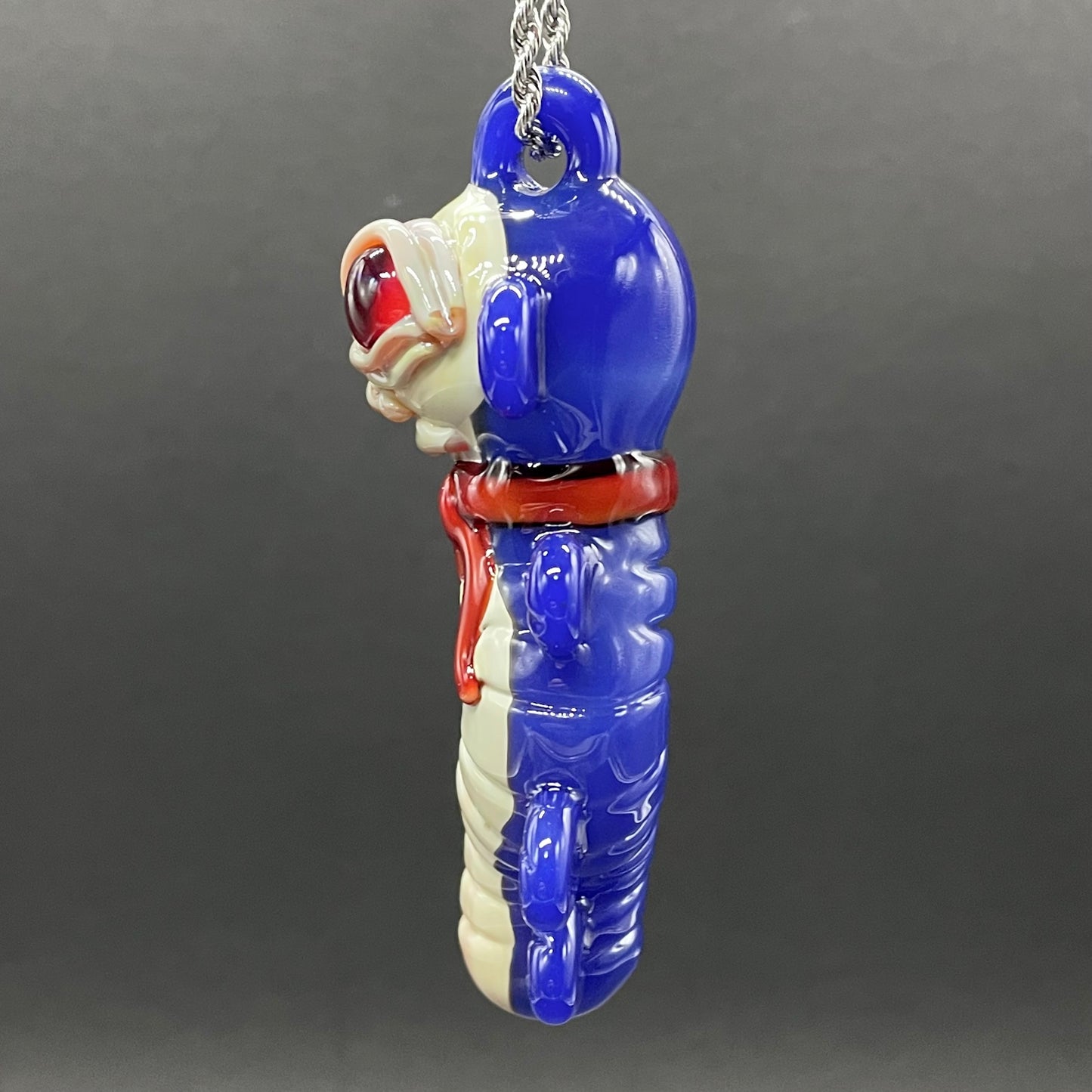 Leviathan Glass Labyrinth worm pendant - hand-blown art