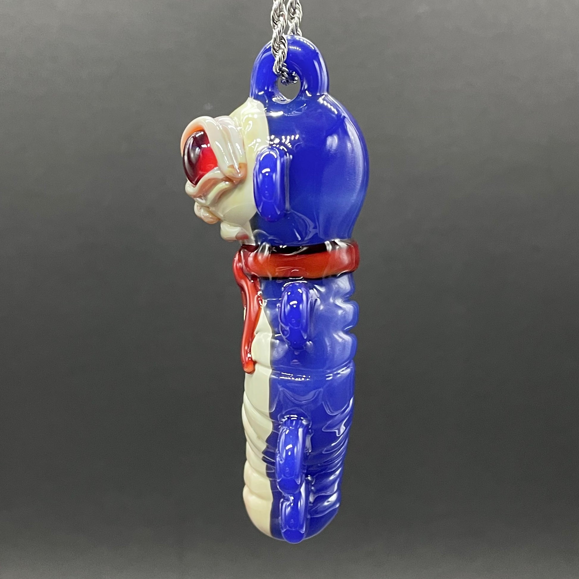 Leviathan Glass Labyrinth worm pendant - hand-blown art