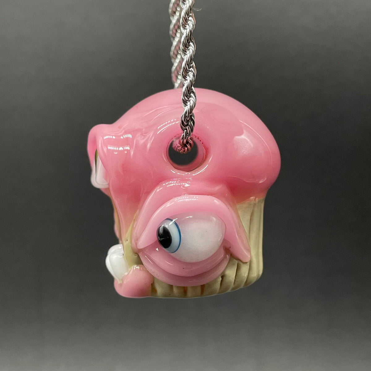 Cupcake pendant detail view - premium glass art