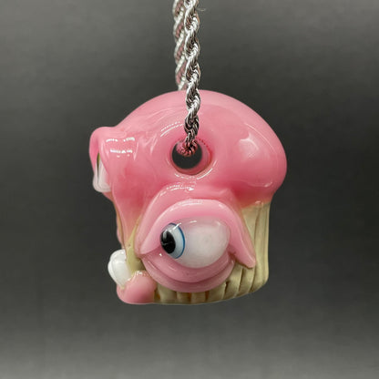Cupcake pendant detail view - premium glass art