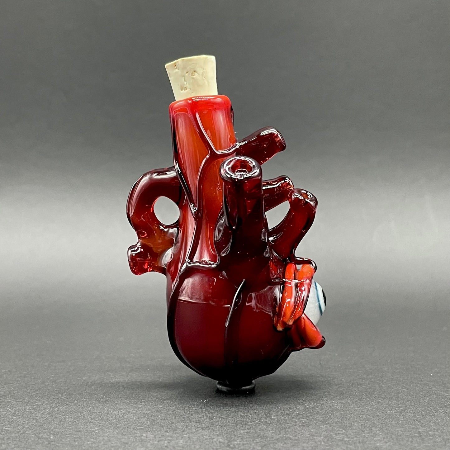 Premium Anatomical glass heart cork jar pendant - collectible glass art