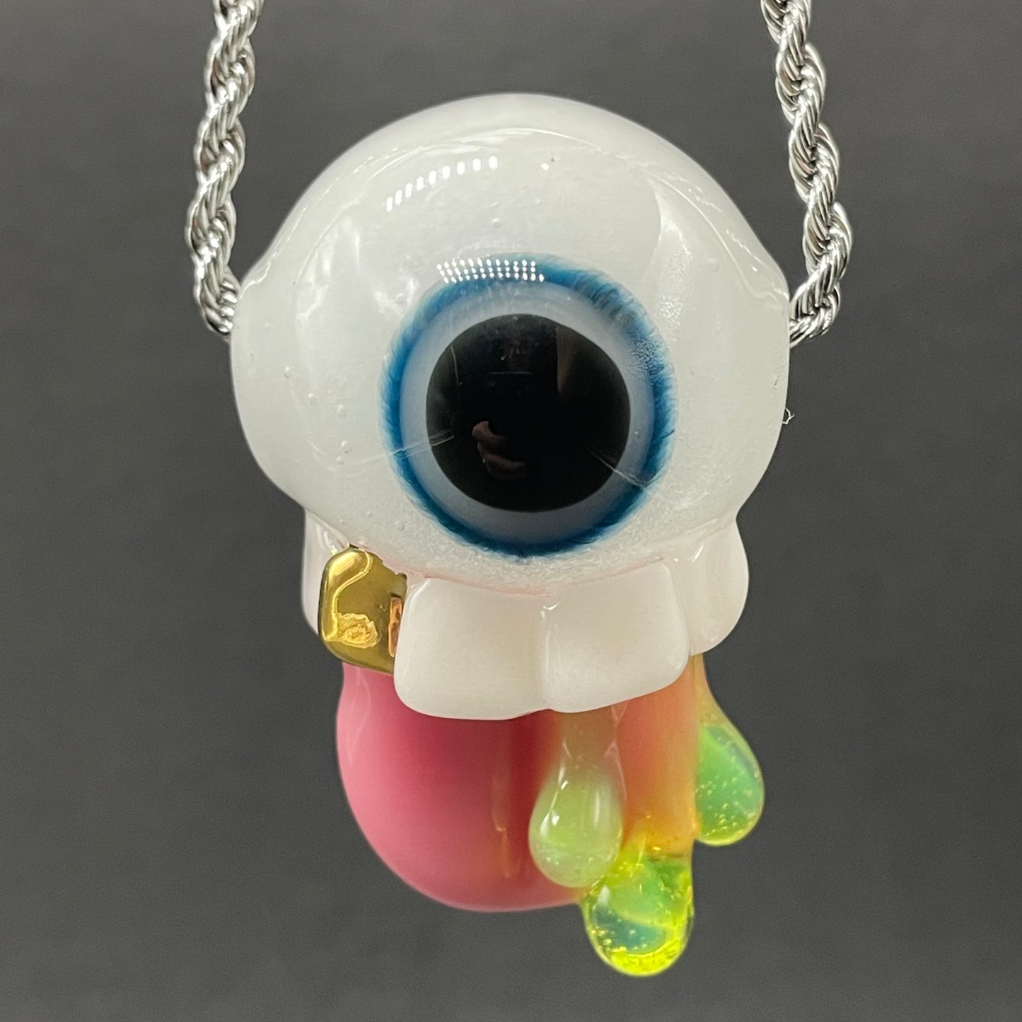 Hand-blown Glow in the dark eye pendant - Leviathan Glass original