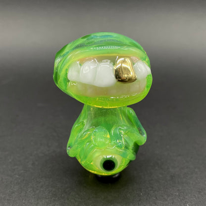Hand-blown Green slime mushroom monster - Leviathan Glass original