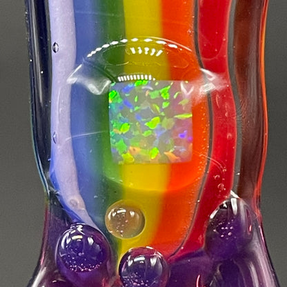 Glass opal rainbow tongue pendant craftsmanship - artisan glass work