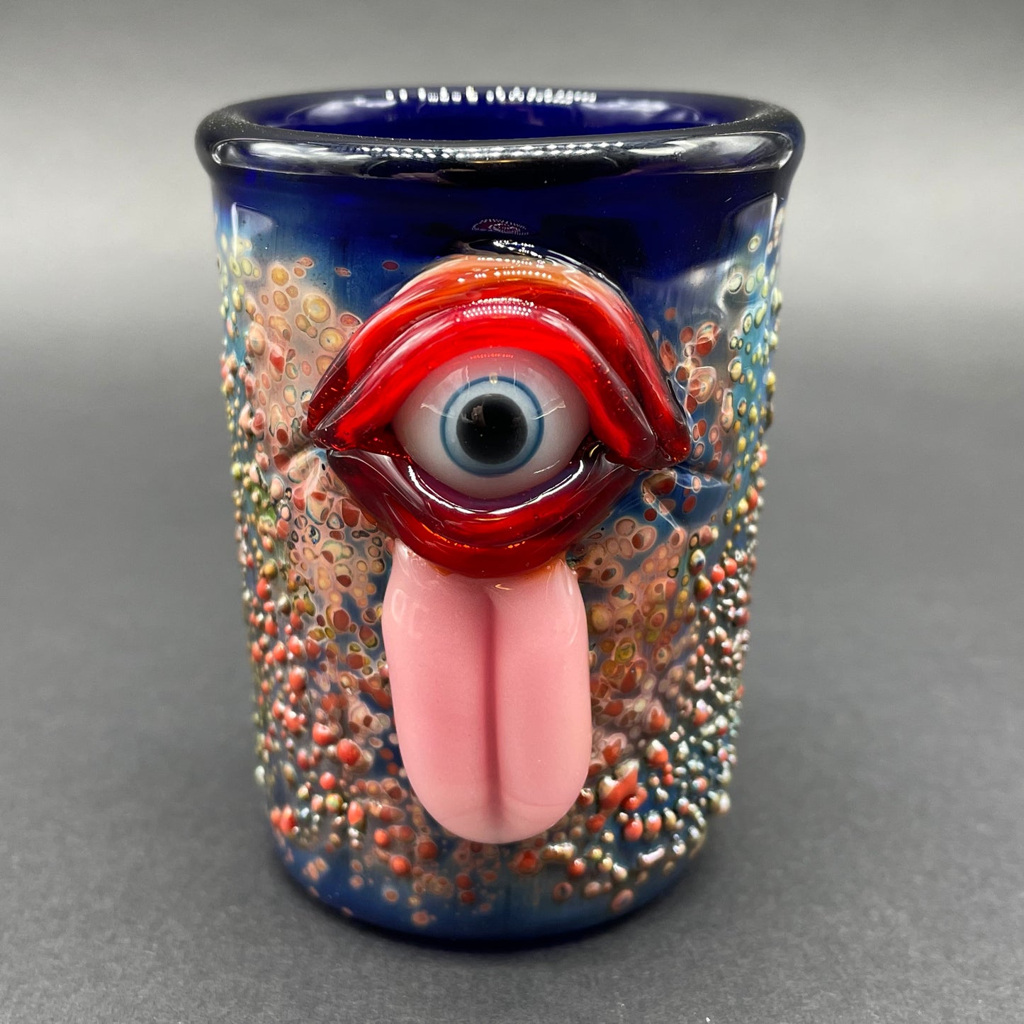 Artisan glass Eye tongue shot glass - detailed craftsmanship