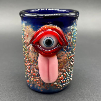 Artisan glass Eye tongue shot glass - detailed craftsmanship