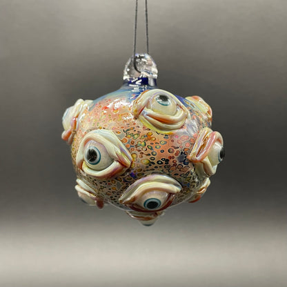 Hand-blown glass All seeing Argus ornament by Leviathan Glass
