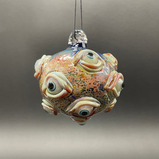 Hand-blown glass All seeing Argus ornament by Leviathan Glass