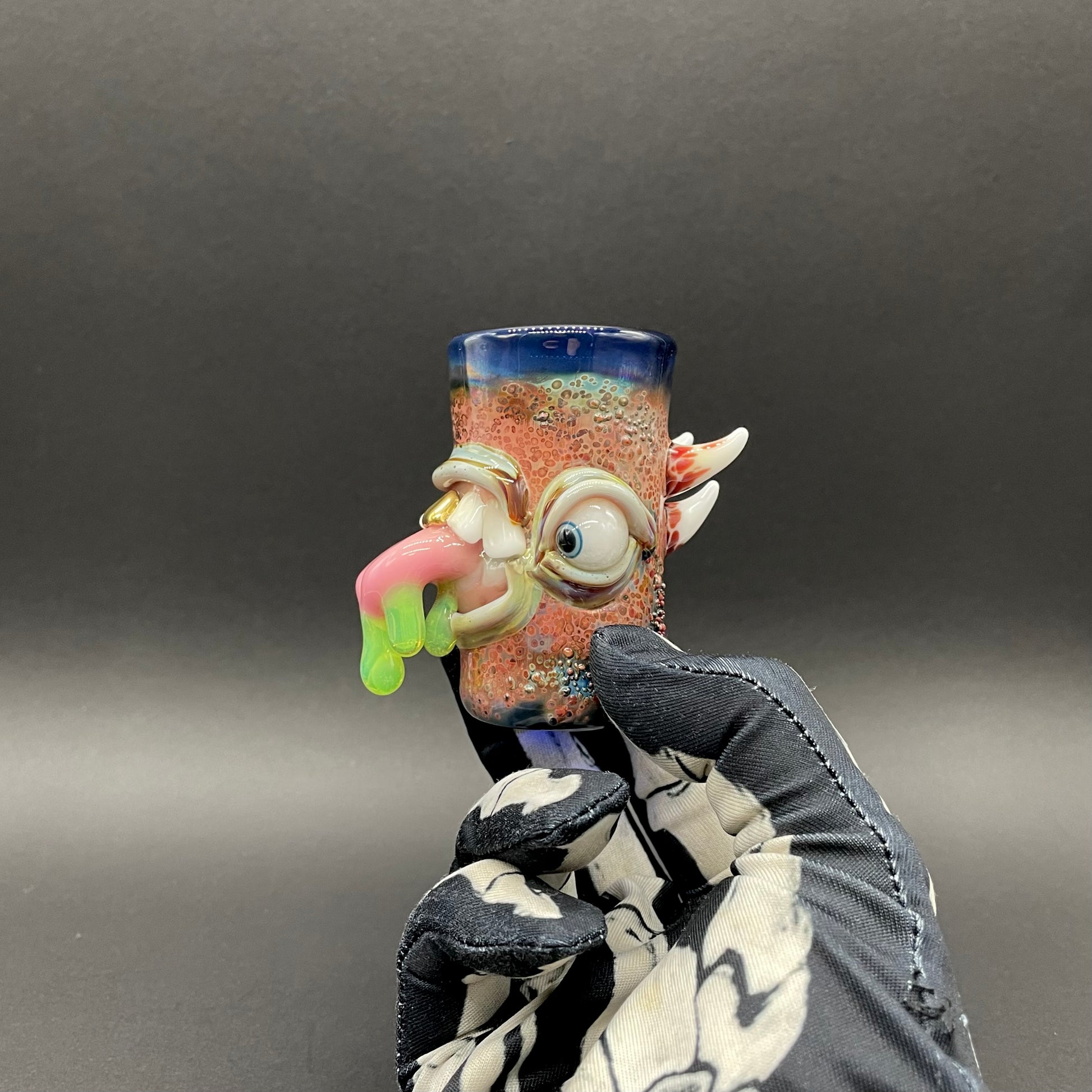 Hand-blown tongue demon shot glass - Leviathan Glass original