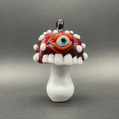 Hand-blown glass Cyclops mushroom ornament by Leviathan Glass