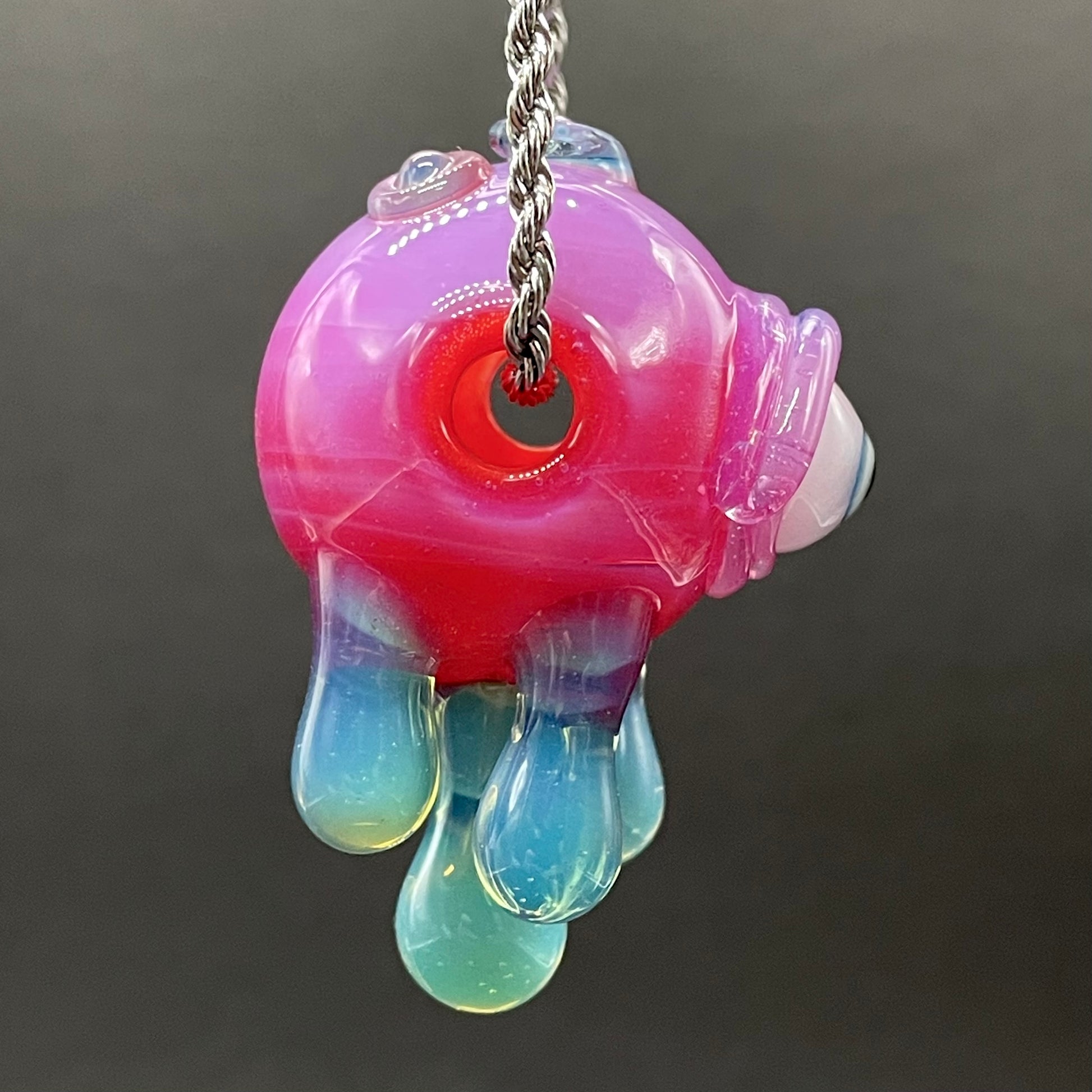 Drippy cyclops glass pendant hand blown glass art - Leviathan Glass