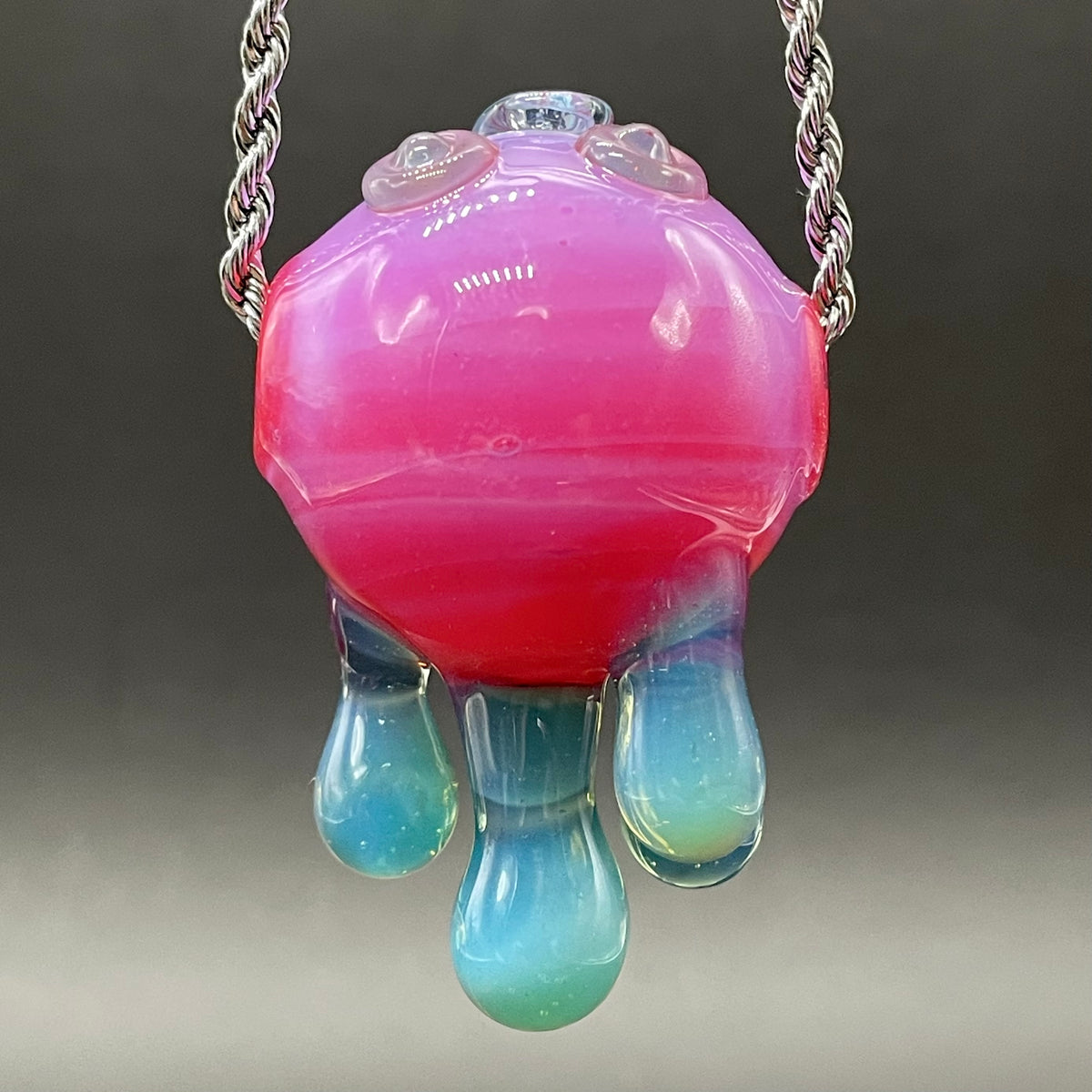 Drippy cyclops glass pendant hand blown glass art - Leviathan Glass