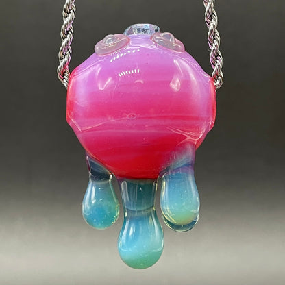 Drippy cyclops glass pendant hand blown glass art - Leviathan Glass