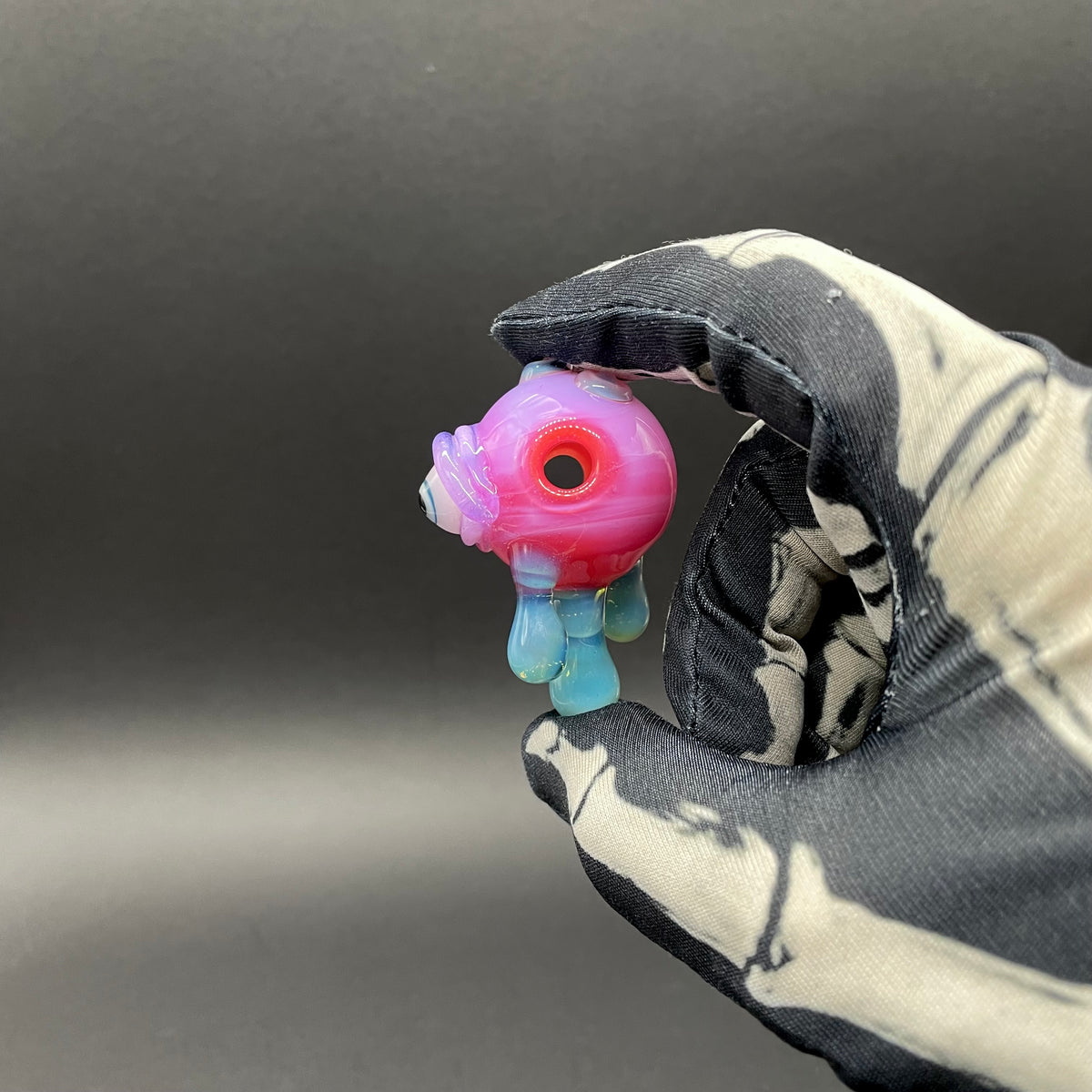 Drippy cyclops glass pendant hand blown glass art - Leviathan Glass