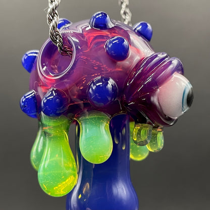 About last night glass mushroom pendant by Leviathan Glass - artisan detail