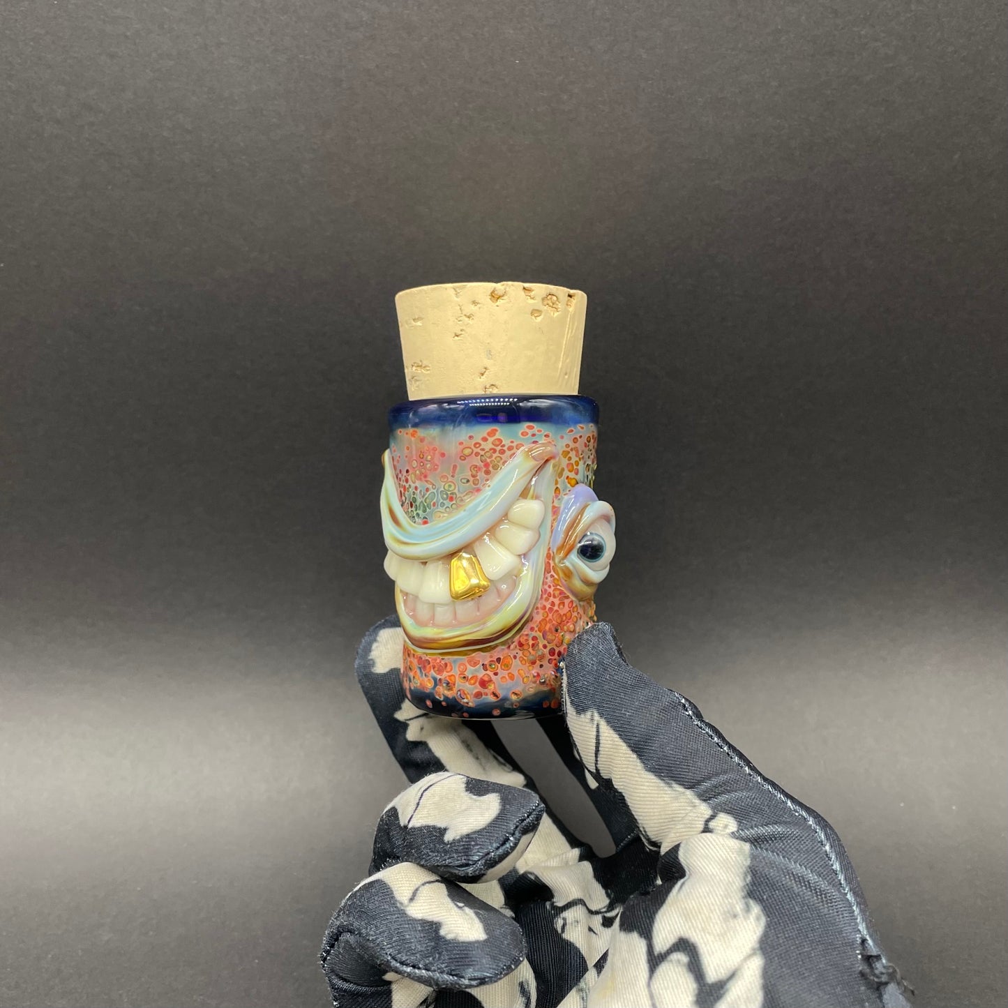 Side eye Cyclops Cork Jar glass art - premium handcrafted piece