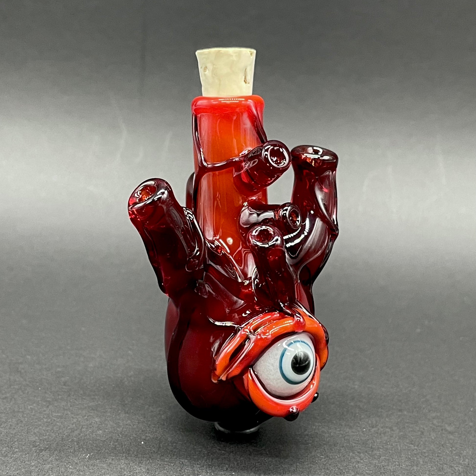 Anatomical glass heart cork jar pendant glass art - premium handcrafted piece