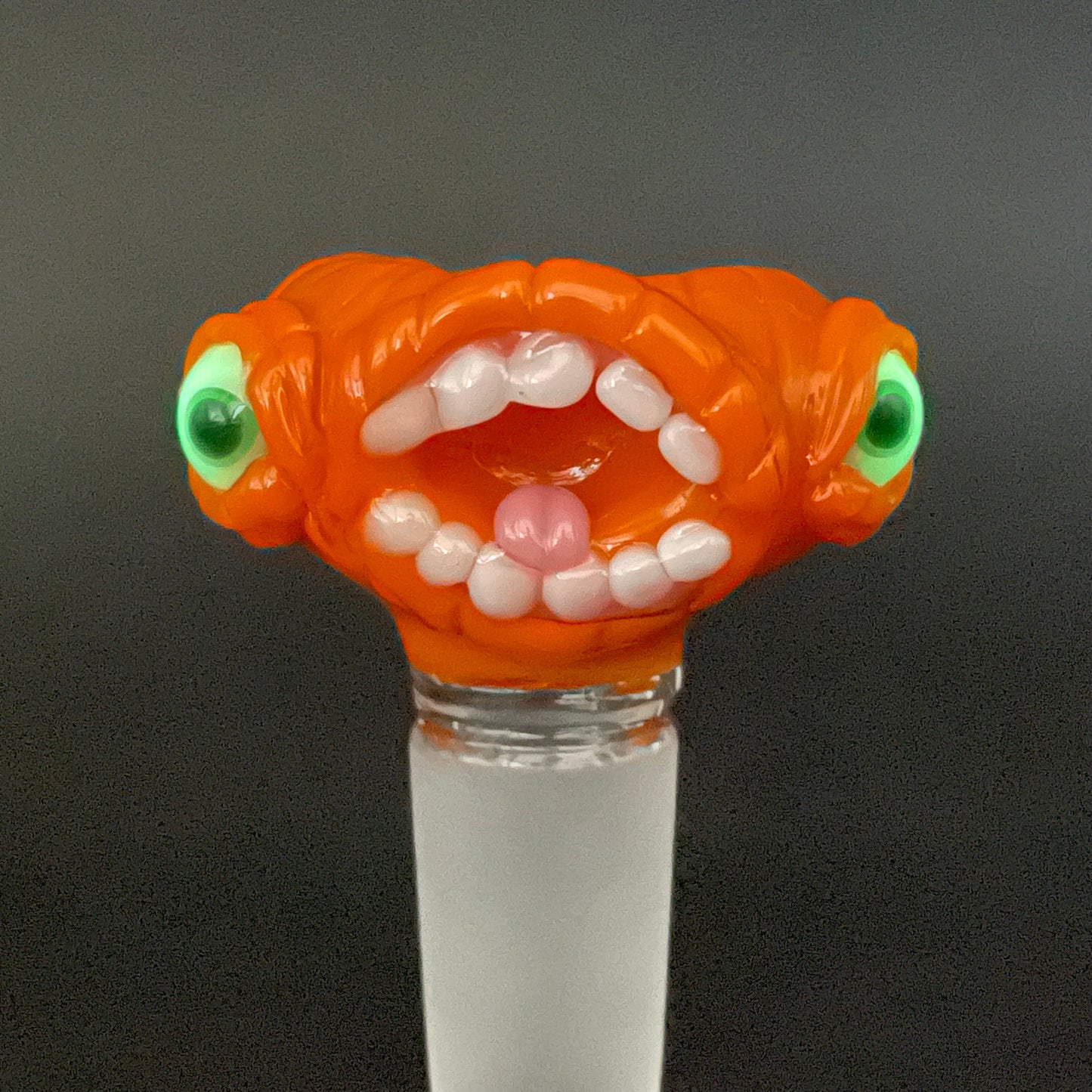Hand-blown 18mm Screaming pumpkin slide - Leviathan Glass original