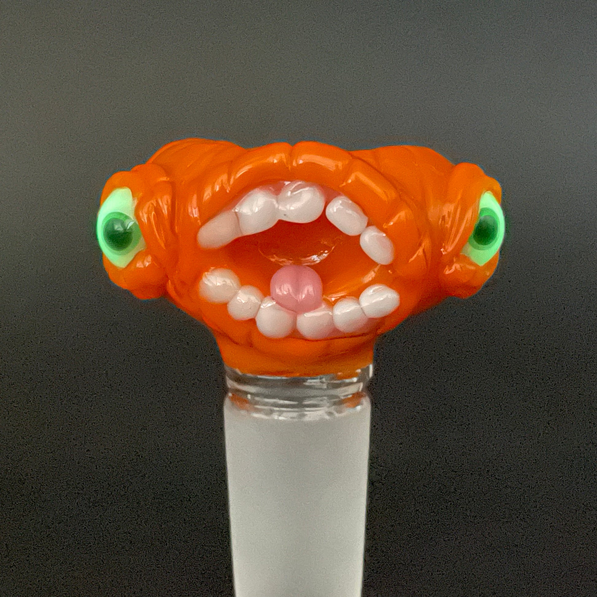 Hand-blown 18mm Screaming pumpkin slide - Leviathan Glass original