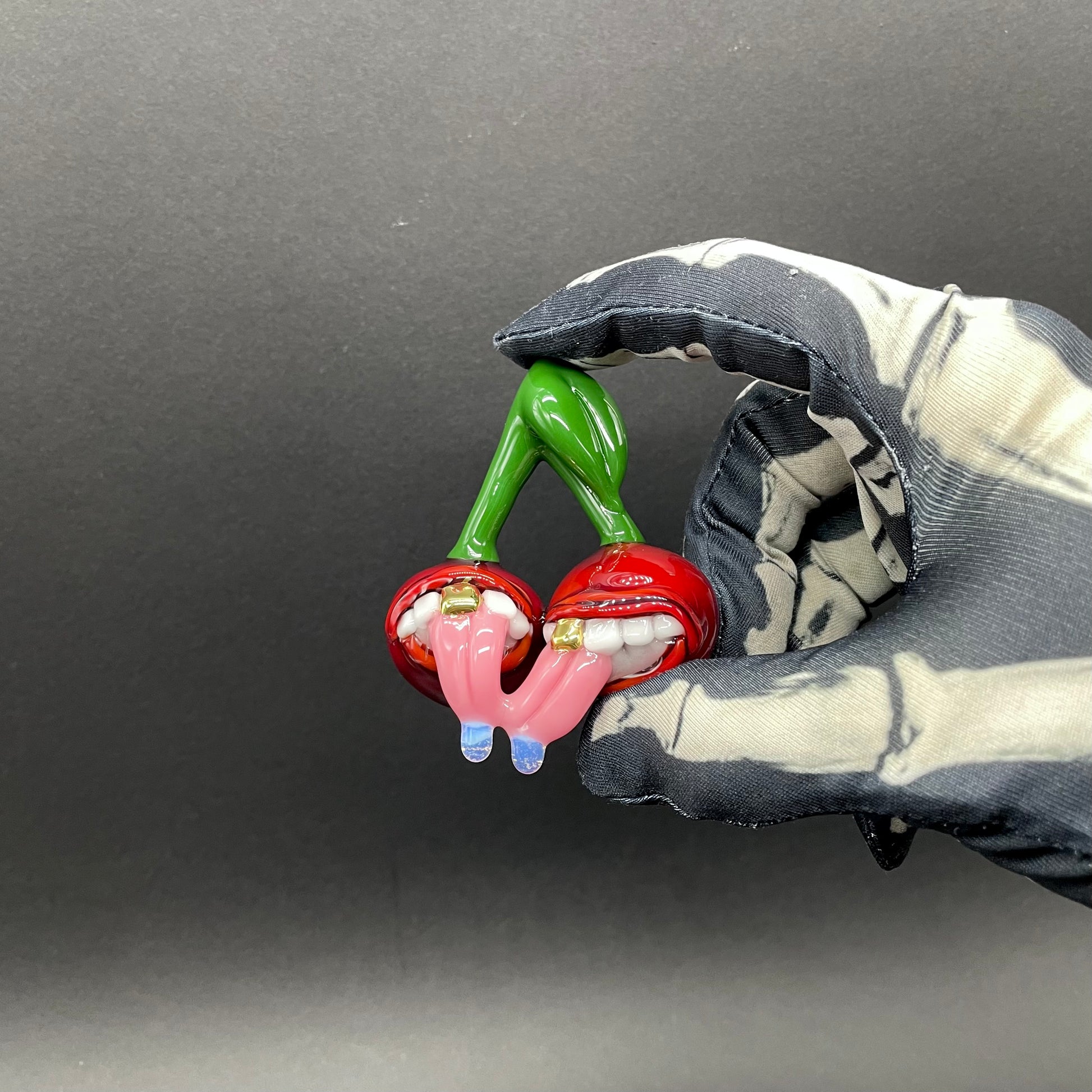 Hand-blown Cherry lover pendant - Leviathan Glass original