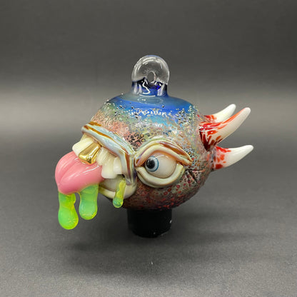 Hand-blown glass Tongue demon ornament by Leviathan Glass