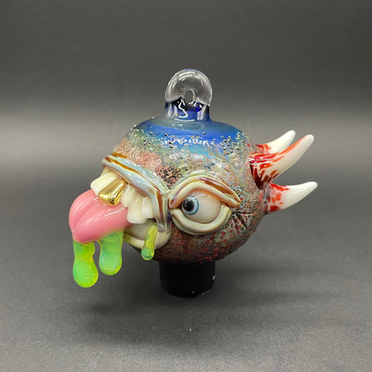 Hand-blown glass Tongue demon ornament by Leviathan Glass