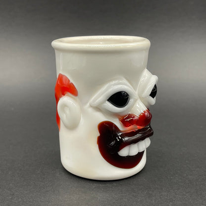 Nightmare fuel Evil clown shot glass craftsmanship - artisan glass work
