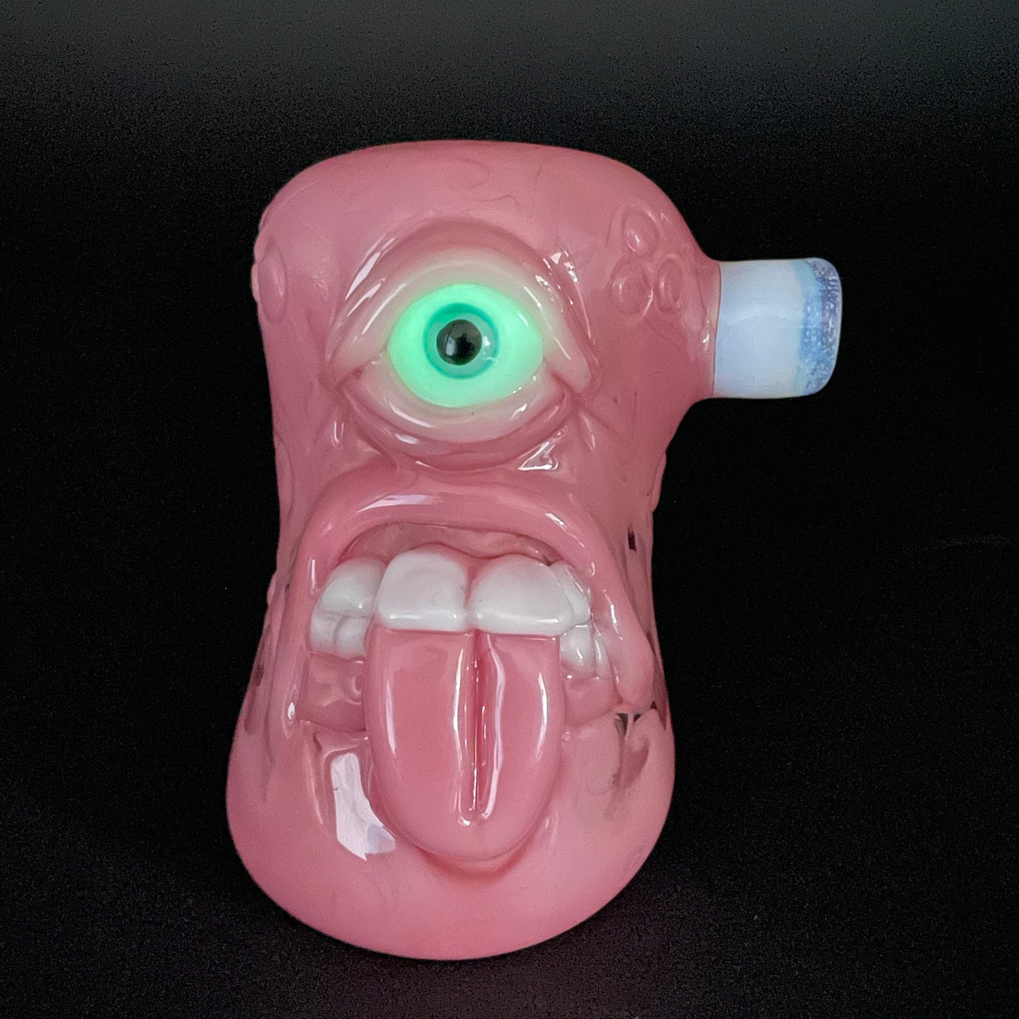 Hand-blown Pink evil eye bubbler - Leviathan Glass original