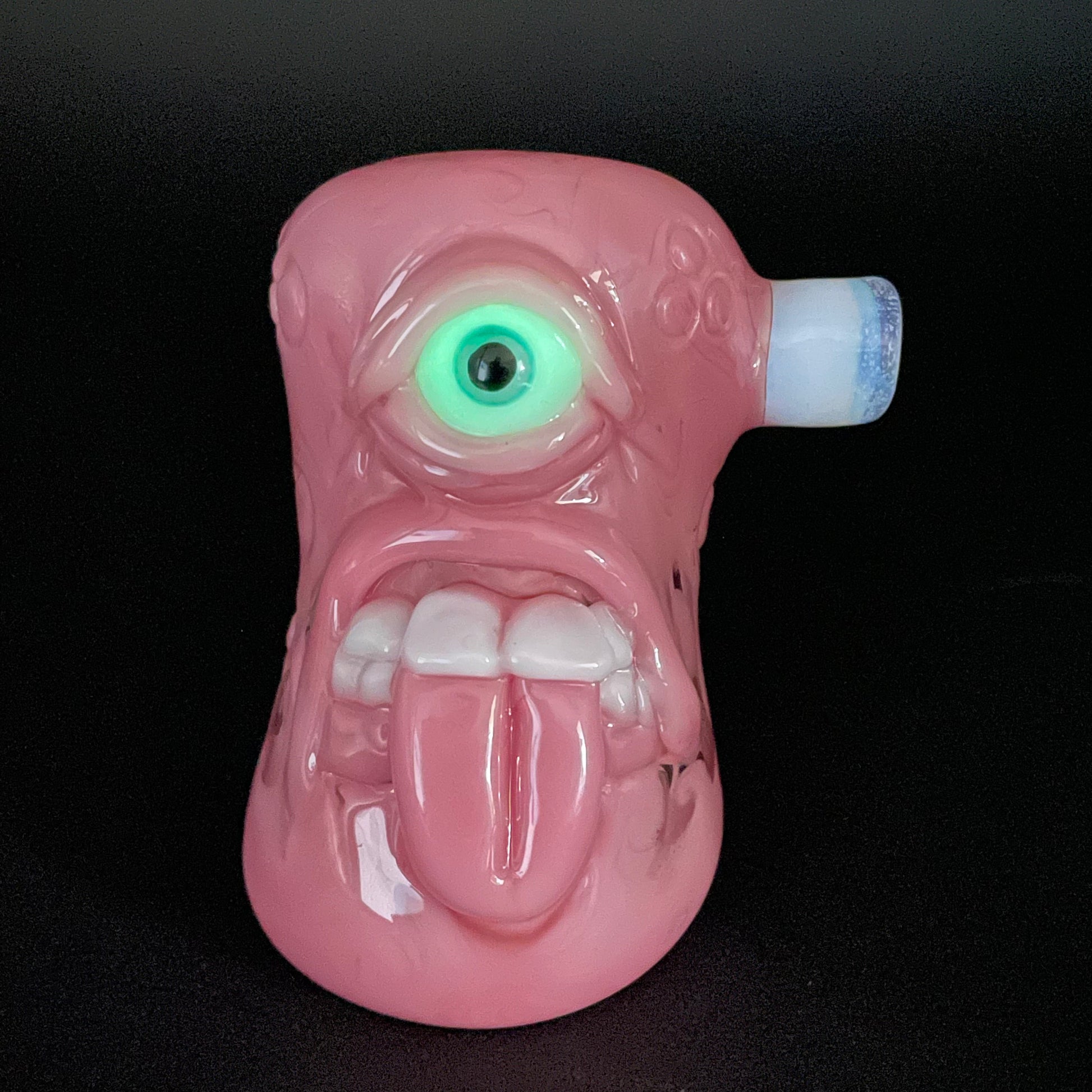 Hand-blown Pink evil eye bubbler - Leviathan Glass original