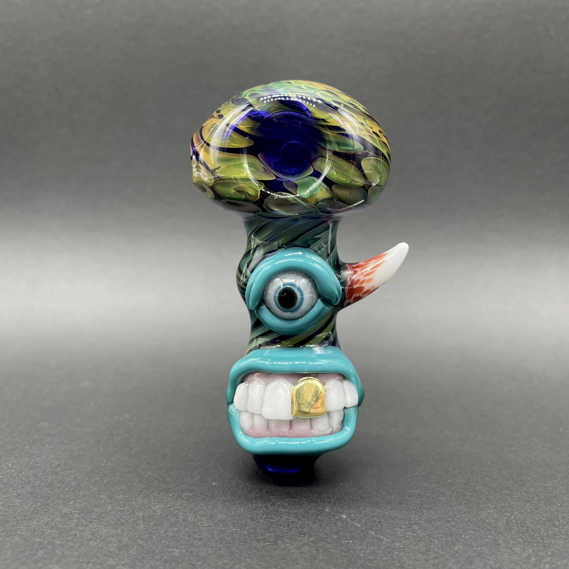 Hand-blown glass Gold Fumed Cyclops Spoon by Leviathan Glass