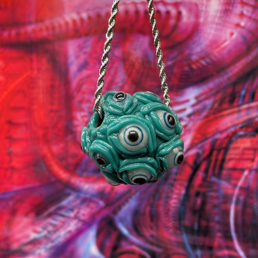 Hand-blown glass Agua azule Argus pendant by Leviathan Glass