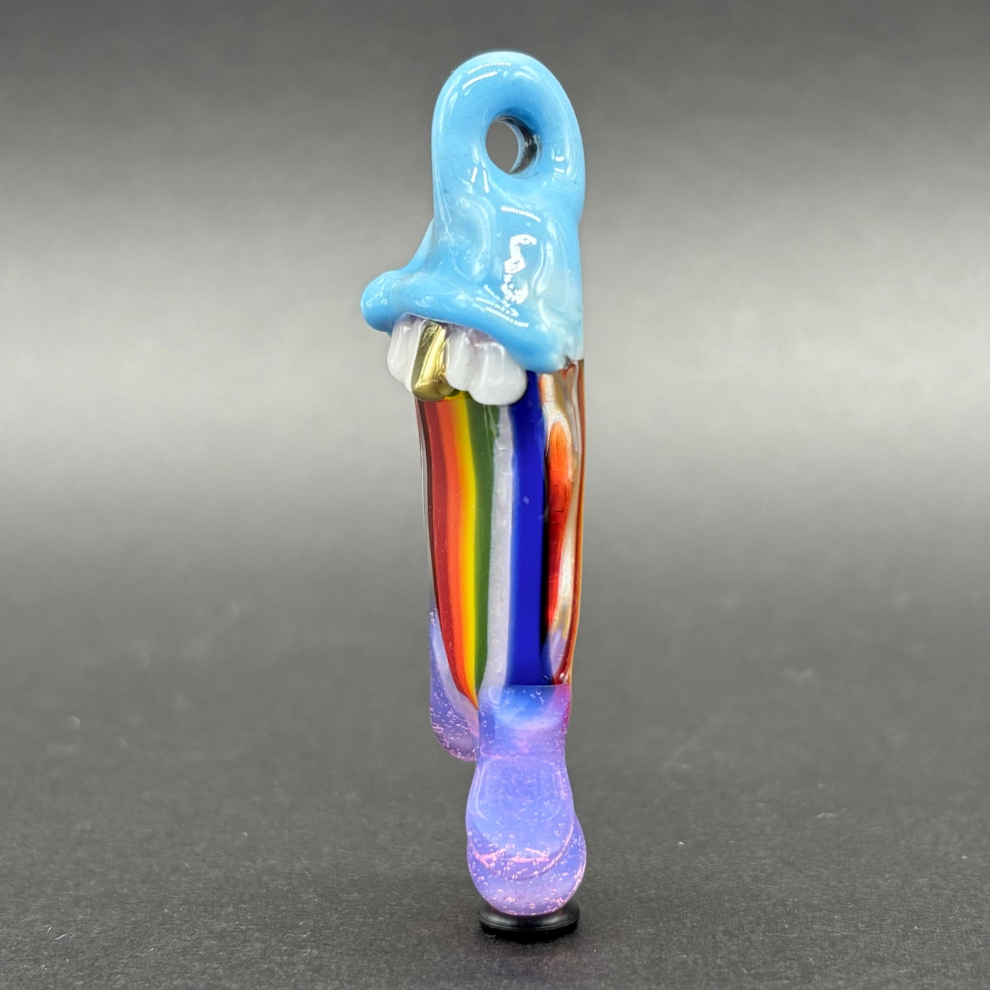 Premium Drippy tongue rainbow tongue pendant - collectible glass art