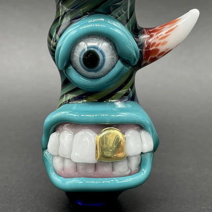 Leviathan Glass Gold Fumed Cyclops Spoon - hand-blown art