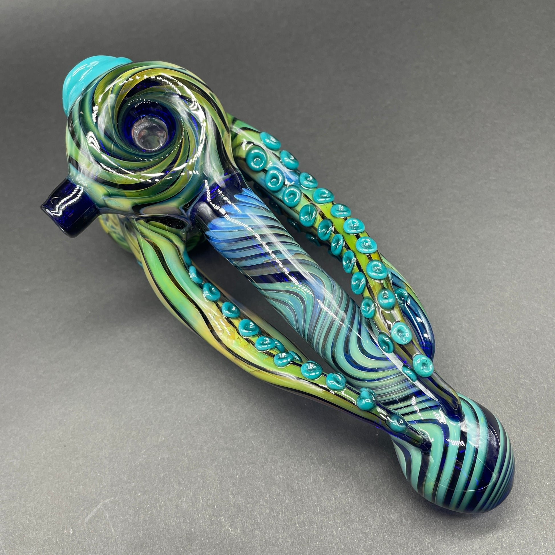 Hand-blown Tentacle tongue bubbler - Leviathan Glass original