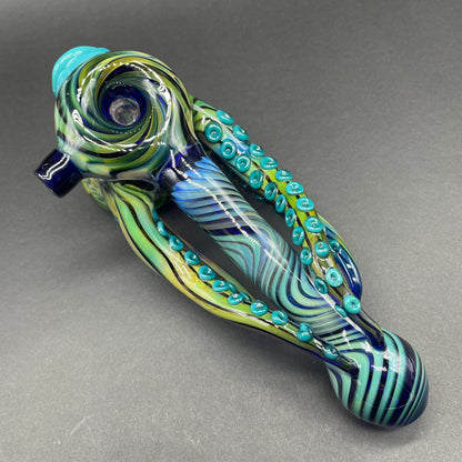 Hand-blown Tentacle tongue bubbler - Leviathan Glass original