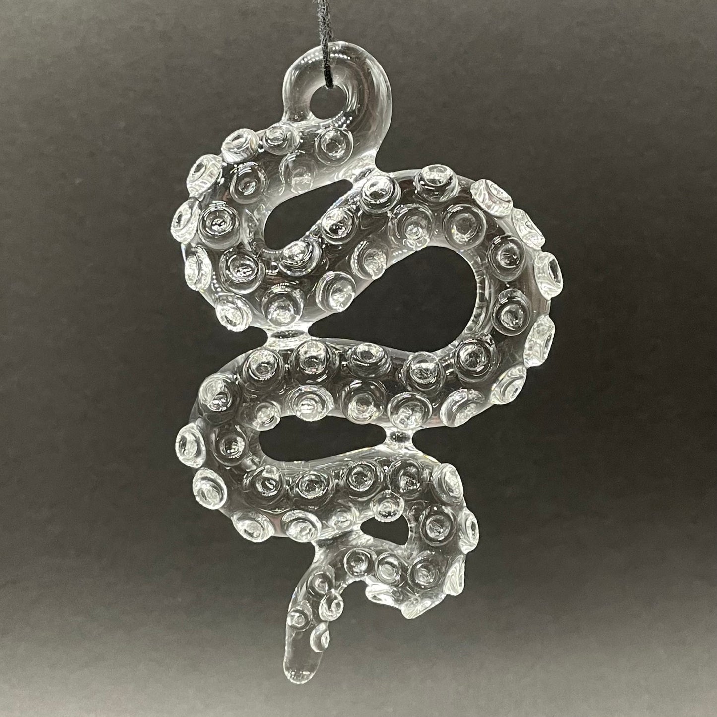 Artisan glass 3 clear tentacle ornaments - detailed craftsmanship