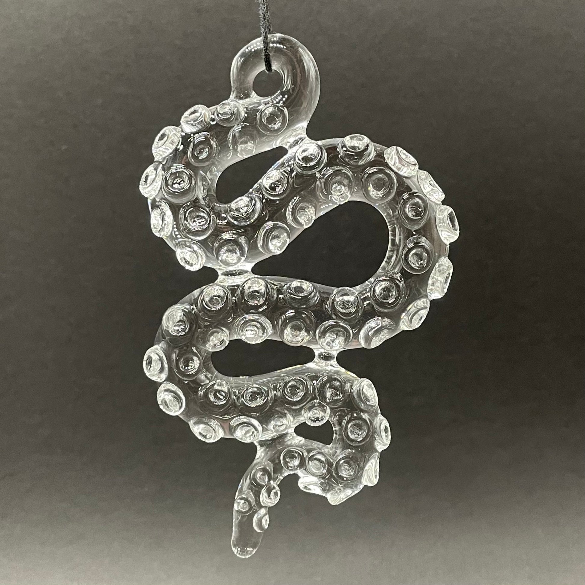 Artisan glass 3 clear tentacle ornaments - detailed craftsmanship